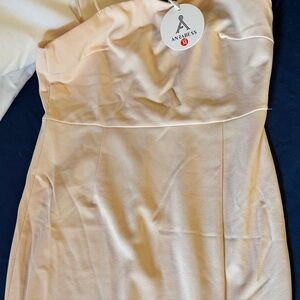 ANRABESS Strapless Cream Sheath Dress